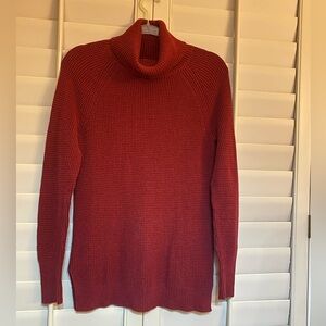 J. Crew Rich Maroon Cowl Neck Tunic Waffle Sweater Size XS Excellent Condition